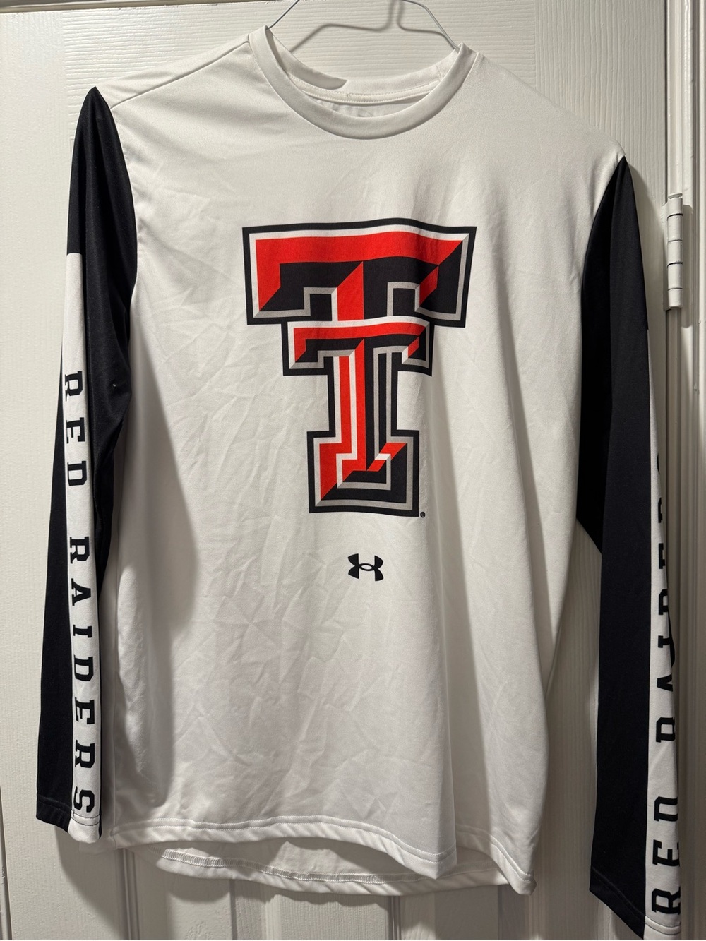 Under Armour White Black Long Sleeve Texas Tech Red Double T Shirt